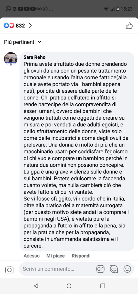 sarareho98's tweet photo. La mia risposta al post di #papàperscelta
L'utero in affitto è una grandissima violenza contro le donne e contro i bambini
#25novembre #25Nov #nonenormalechesianormale #giornatacontrolaviolenzasulledonne #nonseisola #noviolenzasulledonne #nonseisola #nonunadimeno #25Noviembre https://t.co/4yrcEmHE9J