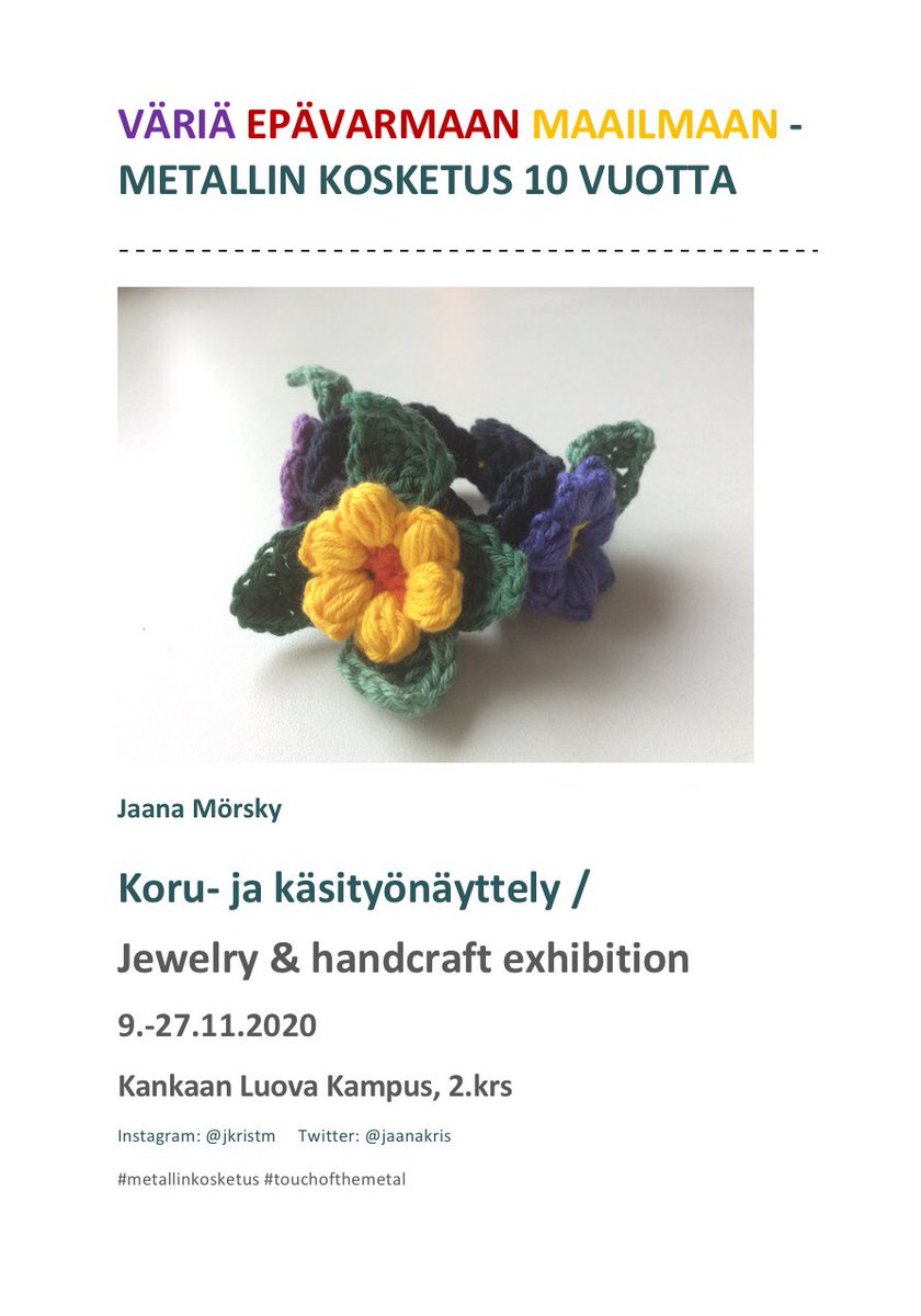 jaanakris's tweet photo. So here it is finally! A #blog about my #ColoursToTheAmbiguousWorld #TouchoftheMetal10years #exhibition 😅❗️Thank you #LindaJones, #AbbyHook, #CSLDesigns and #JaydaInStitches 💕❣️#TouchOfTheMetal https://t.co/xZjCy4c1kI https://t.co/RmyoEgmPdW