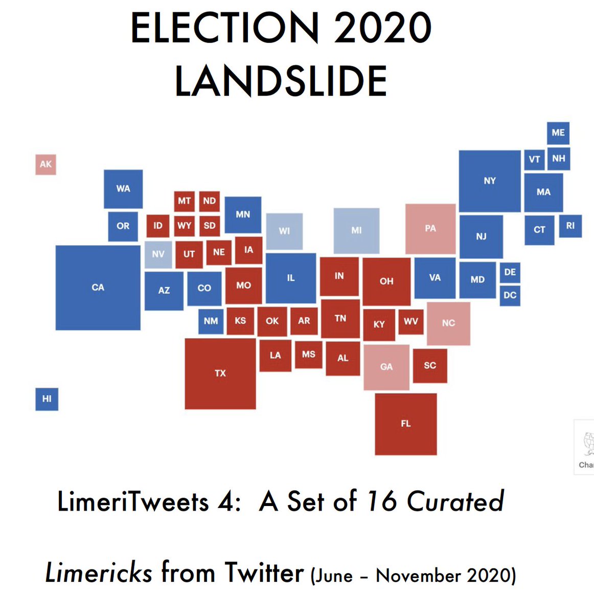 LimeriTweets's tweet photo. .-.
ELECTION 2020 LANDSLIDE (pdf)
To spite #TrumpDerangementSyndrome
I've collected my tweets in this tome
..this curated collection
..addresses election
And #Trump fiddling as if we're in Rome.
#Election2020results #election2020map https://t.co/m90duNff7e