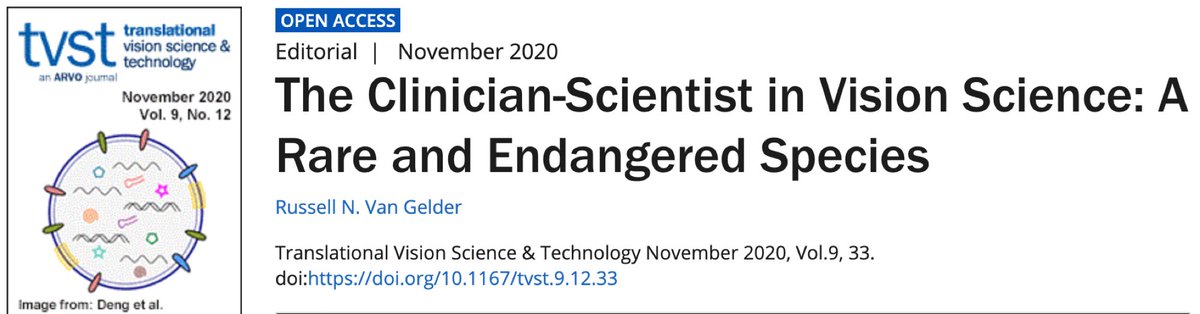 ARVOtvst's tweet image. Clinician–scientists play a vital and unique role in academic medicine. Despite their value, clinician–scientists are becoming an endangered species.

Read more in these two new articles, just published today:
tinyurl.com/yxoahys8 
tinyurl.com/y2tymnxb
