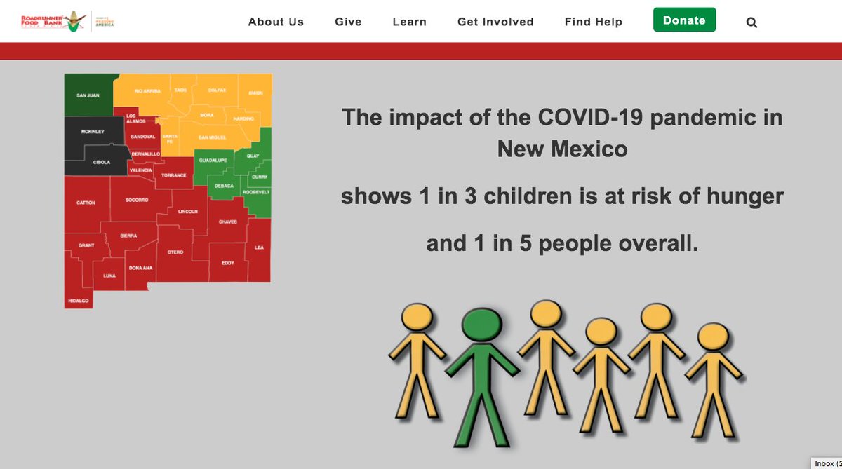 The impact of the COVID-19 pandemic in New Mexico shows 1 in 3 children is at risk of hunger and 1 in 5 people overall. 

Thank you to our friends at Roadrunner Food Bank of New Mexico for continuing to feed New Mexico.