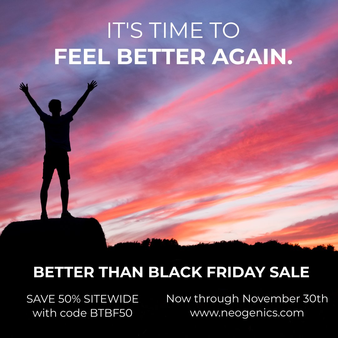 Neogenics_'s tweet photo. We're almost to the top of this #2020 mountain. Give your body what it needs now and be ready for your new year. You CAN feel better, we guarantee it. Save 50% for a limited time with code BTBF50.

#BlackFriday
#Supplements
#SelfCare
#FindYourFeelBetter 
#MyChangeForGood https://t.co/12fVKKJMLZ