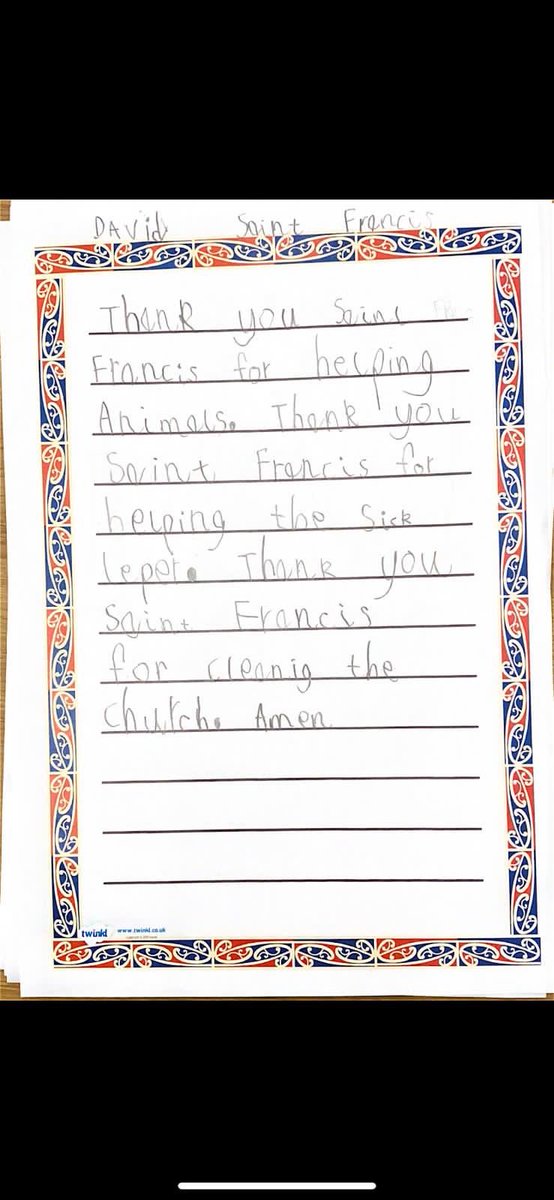 StFrancis_PS's tweet photo. Primary 2b have been learning all about St Francis during Catholic Education Week. Today we looked at his childhood and compared it to our own. We then created a thank you prayer for St Francis. #CEW2020WayTruthLife https://t.co/Kwgc3FSMuu