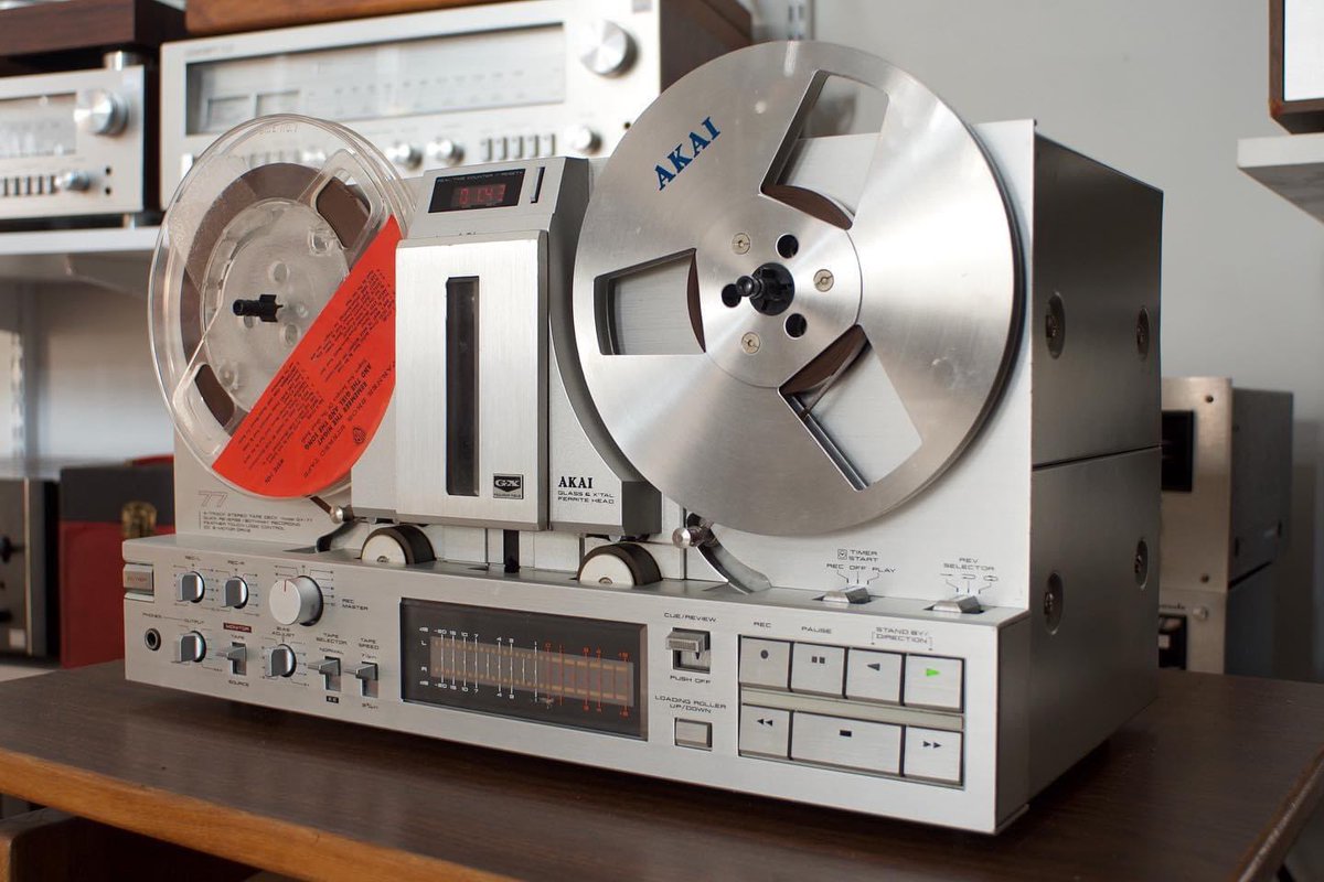 shadyrestchi's tweet photo. #Akai #akaiGX77 R2R up for grabs and hooked up for demos. 

Recently serviced with new belts. Has original face cover and comes with Akai wired remote, pretty rare in its own right. #akaireeltoreel #reeltoreel #r2r #audiophile #hifi #shadyrestchicago https://t.co/u0ERDLSqxn