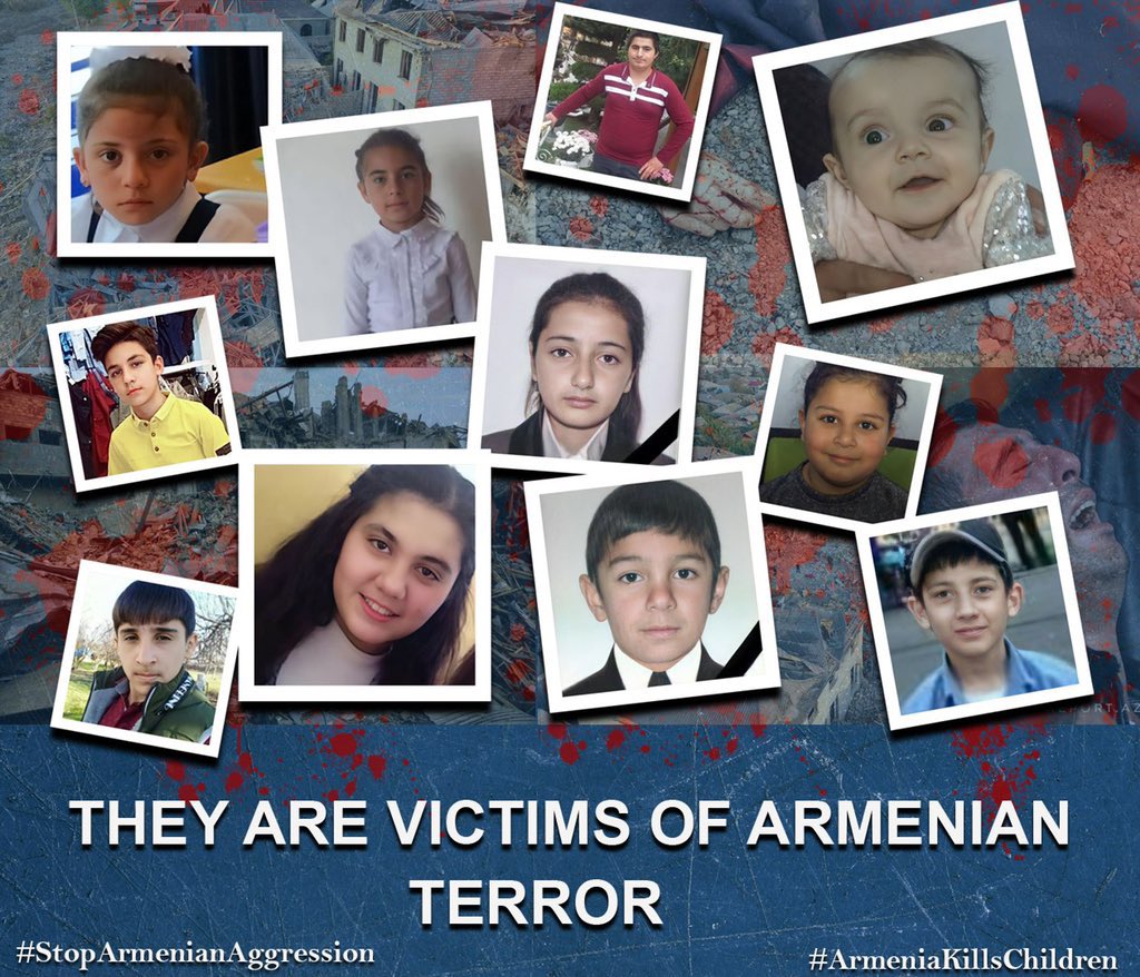 Children are killed regardless of age. Families struggle to find each other under the rubble. The whole world should know who did this. They are #Armenians
#DontBelieveArmenia 
#KarabakhisAzerbaijan 
<a href="/UNICEF/">UNICEF</a>