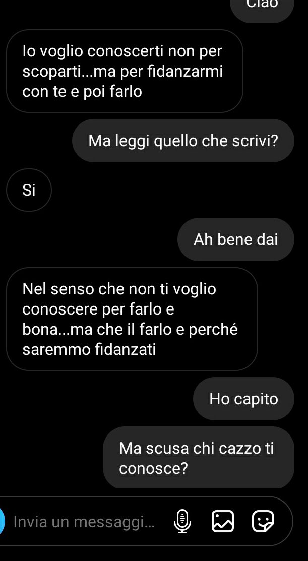 e forse pensa di essere romantico mentre chiede informazioni sulla verginità di una sconosciuta