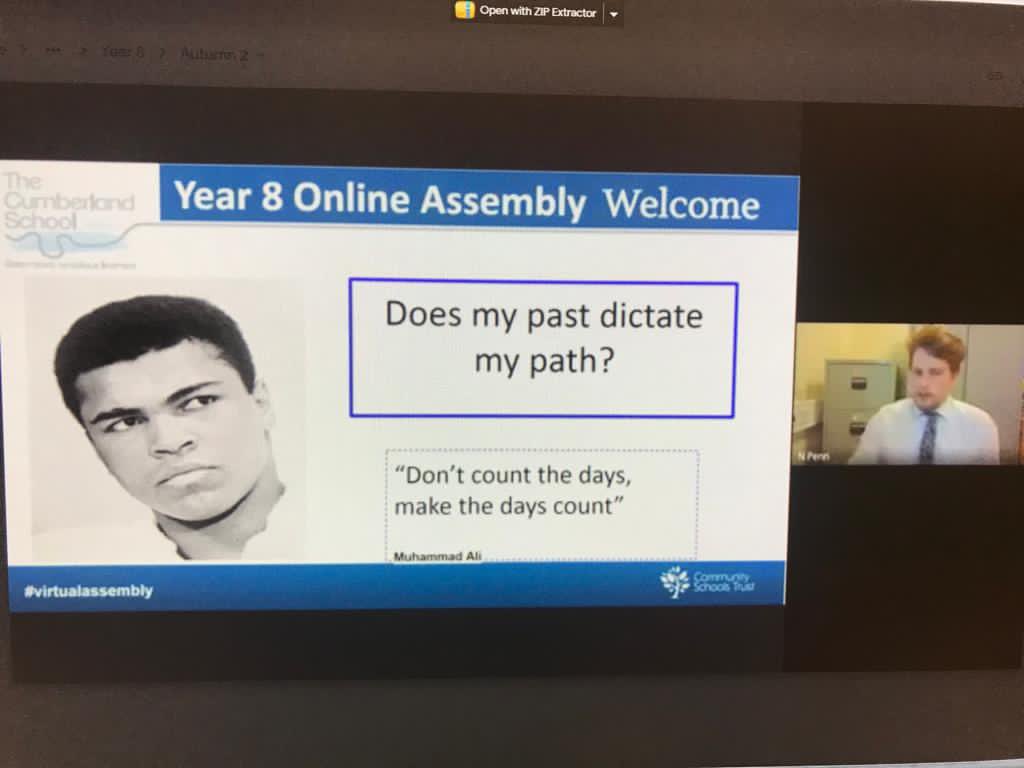 cumberlandcst's tweet photo. The fantastic Mr Penn offered some insightful messages this morning in his online assembly #virtualassembliesmustgoon https://t.co/GD5RvmEEye