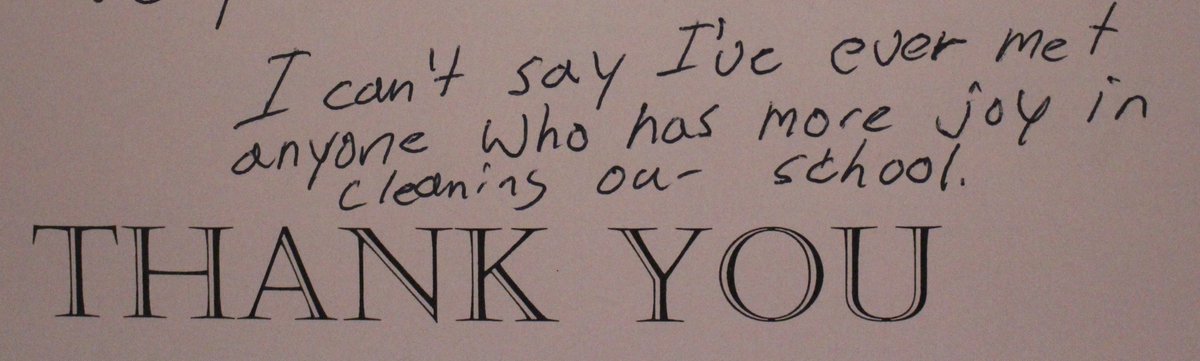 jadeballek's tweet photo. Recognized the dedication of our school caretaker with a "Mrs. Kirschman Appreciation Day". Every K-12 student wrote a note of thanks (displayed in the hallways). Snow remover, germ-buster, smile maker - she really is amazing! #superhero #ruralprincipalperks @SunWestSD207 🥰 https://t.co/ZIGswggANG