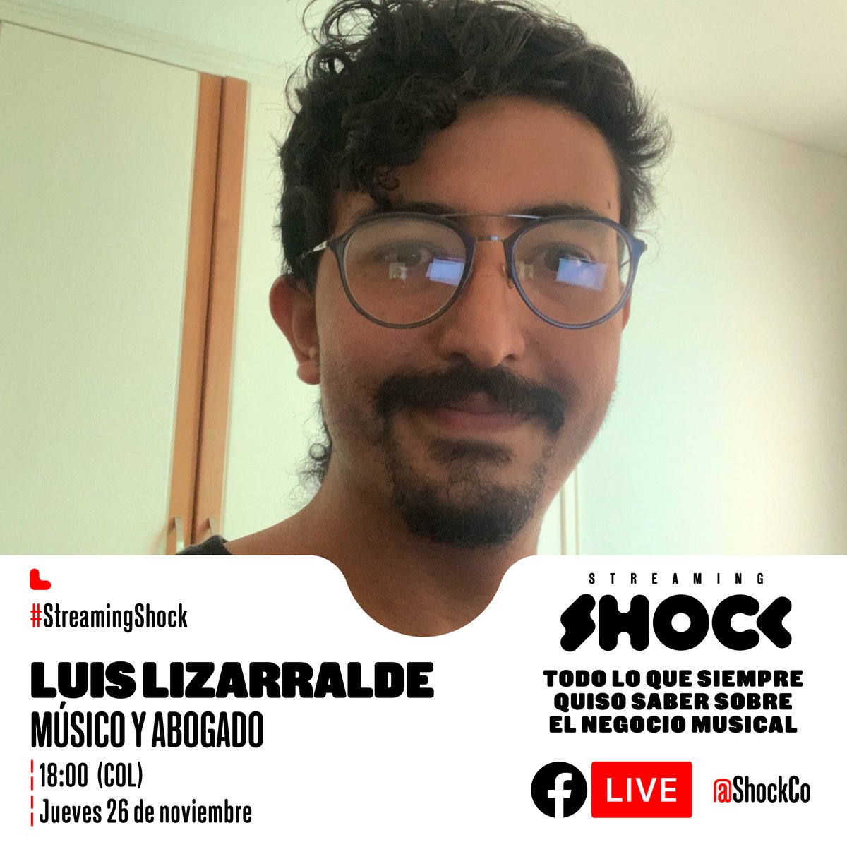 ShockCo's tweet photo. #StreamingShock | Como moderador de esta conversación en vivo estará @lizarraldeluis músico y abogado.

¡Los esperamos en nuestro Facebook https://t.co/qgB6FkYreV a las 18:00 (COL)! https://t.co/NljyUyXctw