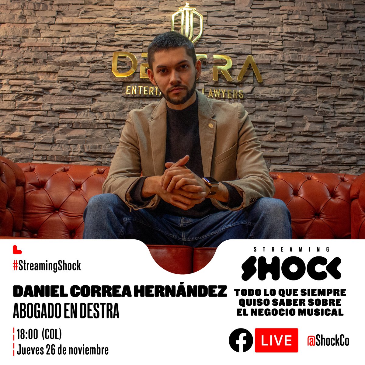 ShockCo's tweet photo. #StreamingShock | También estará @destradaniel abogado en DESTRA.

¡Los esperamos en nuestro Facebook https://t.co/qgB6FkYreV a las 18:00 (COL)! https://t.co/TMcZmgw3Yq