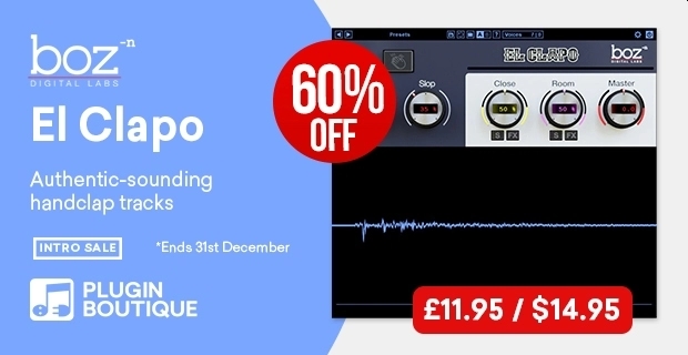 Boz Digital Labs El Clapo Introductory Sale - 60% Off 🚀
https://t.co/k9B2SBFZrI
@PluginBoutique #plugindeals #pluginsales #DTM #DTMer https://t.co/0x877RbGFt