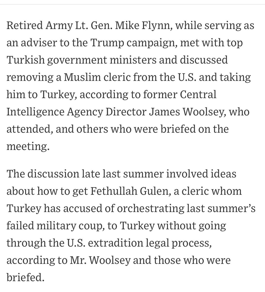 LindseySnell's tweet photo. Cool. Amid years of unsubstantiated Russiagate nonsense, everyone seemed to forget that a few months before Trump made him National Security Advisor, Flynn met with Turkish officials, including Erdogan’s son-in-law, to plan a Turkish state-sanctioned kidnapping and extradition https://t.co/C314qhWfOz