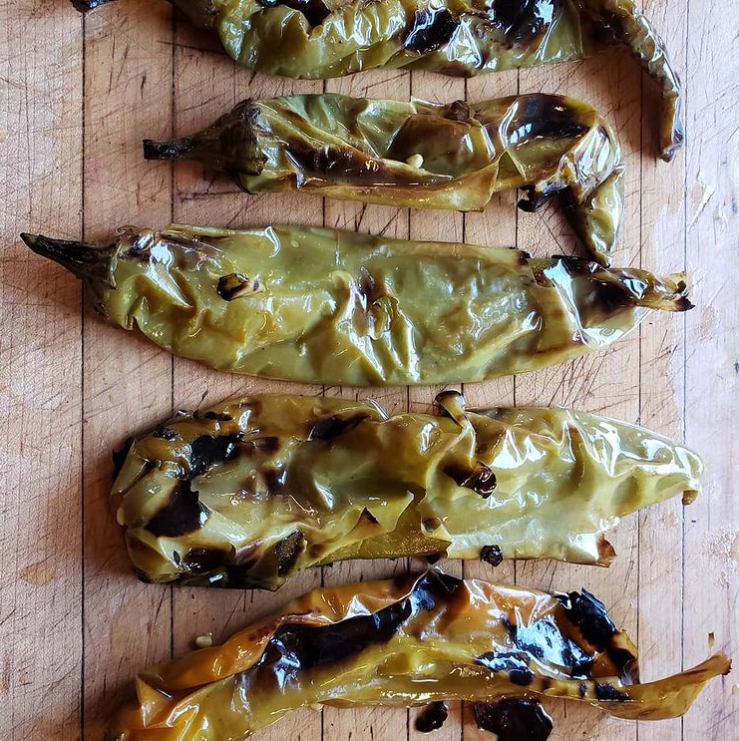 DoubleEagleMalt's tweet photo. Beautiful #BigJim #NewMexico green chiles that I roasted and froze two summers ago resurrected for a #shelterinplace green chile stew. https://t.co/1Ng4l6yTWs