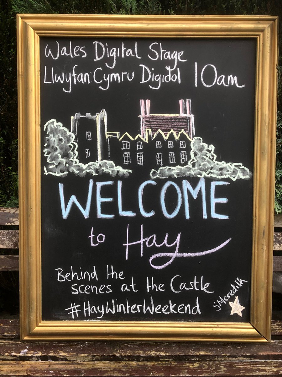 hayfestival's tweet photo. LIVE NOW: Welcome to Hay, our exclusive tour of @haycastle with @thejuleshudson. Join us for free https://t.co/HIee2LOomj 📖 #HayWinterWeekend 

Chalk art by Simon Meredith @chickeninchalk https://t.co/gryQh2DqMc