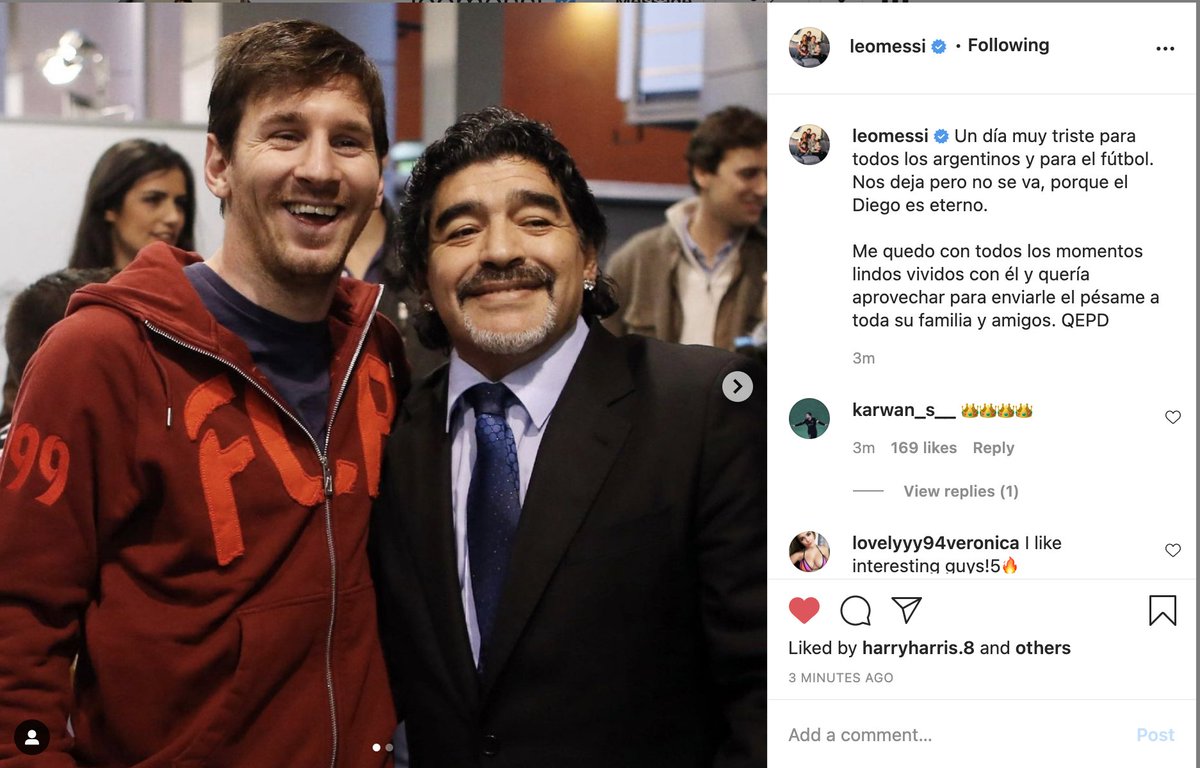 Goal On Twitter Lionel Messi Has Sent His Best Wishes To Diego Maradona