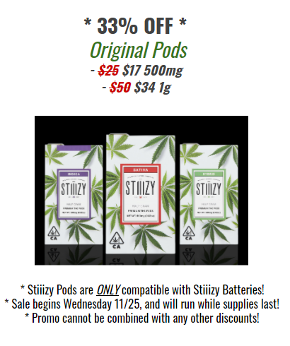GreenRemedyCA's tweet photo. 🚨PROMO ALERT!🚨
Starting Wednesday 11/25, Green Remedy is featuring a super sweet holiday @Stiiizy deal! Grab your favorite pods with a huge discount, while supplies last!
#StiiizyNation #Stiiizy #StayStiiizy #GreenRemedy #CaliforniaCannabis #CannabisCommunity https://t.co/f8hepjPTEU