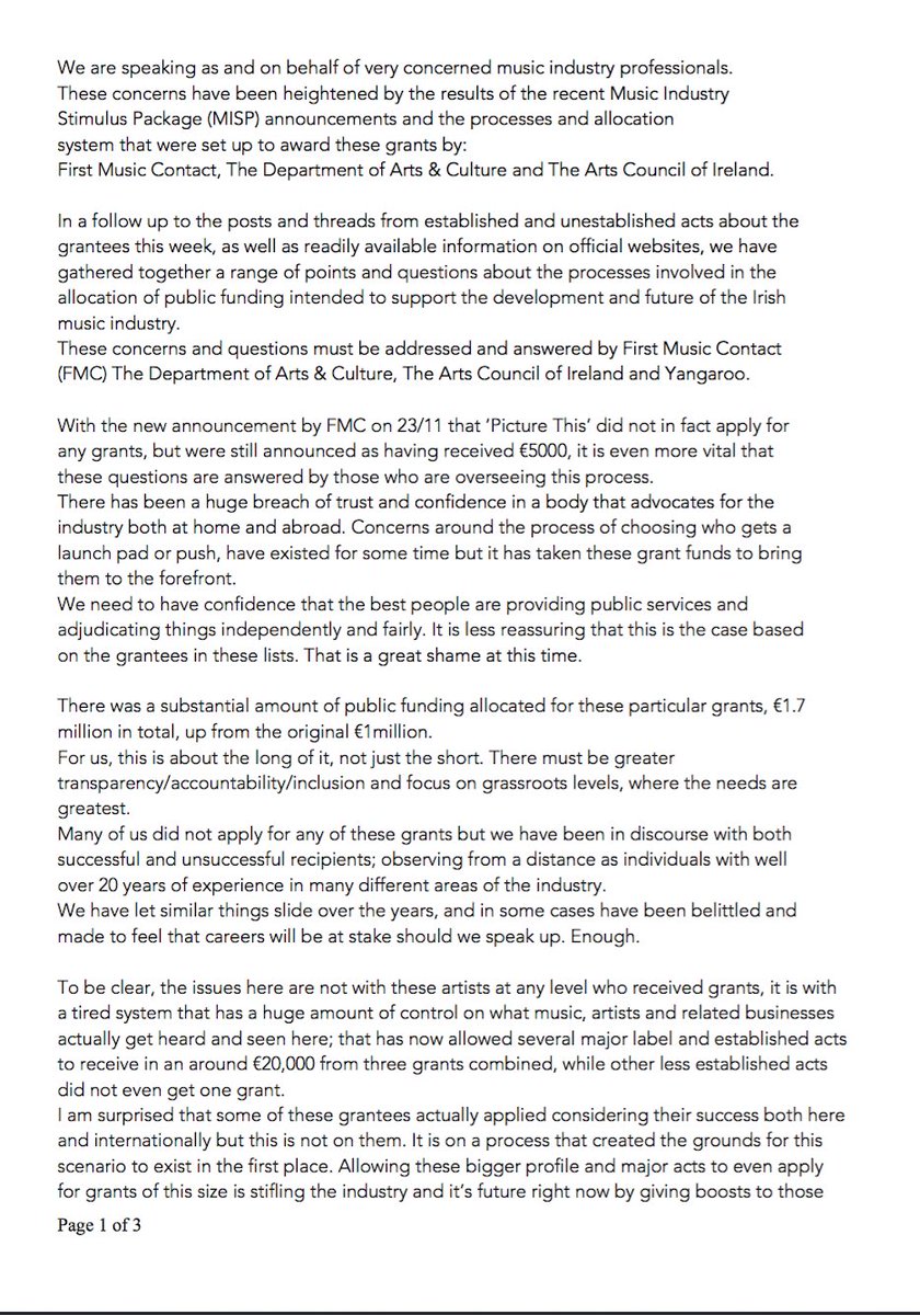 MISPTransparent's tweet photo. We are speaking for & on behalf of very concerned music industry professionals.All information here is in the public domain and is readily available.
We have no issue with any artist who received funding,rather an issue with the process and allocation of the grants.#ForTheFuture https://t.co/TQutIl1dRi