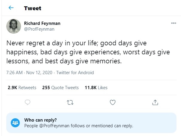 Dedicationsssss's tweet photo. @ProfFeynman I should regret my mistakes,so that I could correct that mistake and move on.If I dont regret that day,it means I didn't realize my mistake or I didn't have the mind to accept it.Regretting our mistakes and bad days are fine because only then we won't repeat it again https://t.co/Wlw5dBF0xt