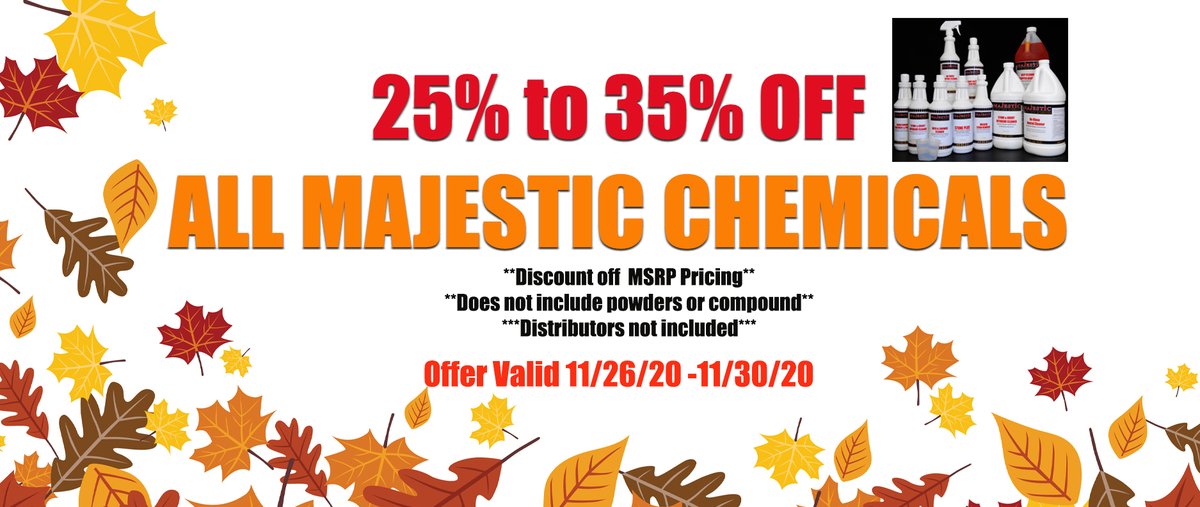 SCCPRO1's tweet photo. 25% to 35% off MSRP on All Majestic Chemicals!
#BlackFridayDeals #CyberMonday #StoneCare #Majestic #MarbleCleaner #GroutCleaner #StoneCleaner #SCCPRO https://t.co/CbrKTSmCfx