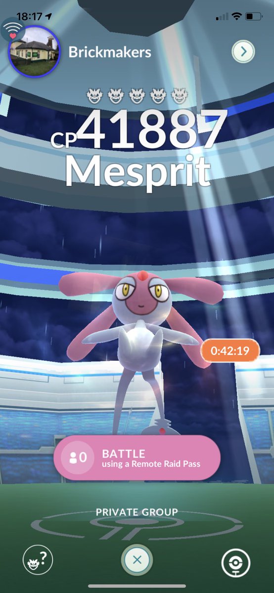 Splaff_Badger's tweet photo. Mespirit raid, first 5 on each account to add me I’ll invite 246518653154 or 8911 1961 3827 . #Mespirit #Mespritraids #PokemonGoRaids #pokemongo #raid https://t.co/SCOal8jsOW