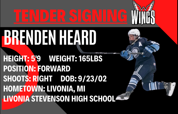 AberdeenWings's tweet photo. 🚨🚨TENDER SIGNING🚨🚨
The Wings have signed Forward Brenden Heard to a Tender for the 2021-2022 season!  Welcome to the #WingsFamily Brenden!
https://t.co/J84wiX0y51
#WingsWay https://t.co/GzdttxEbZF