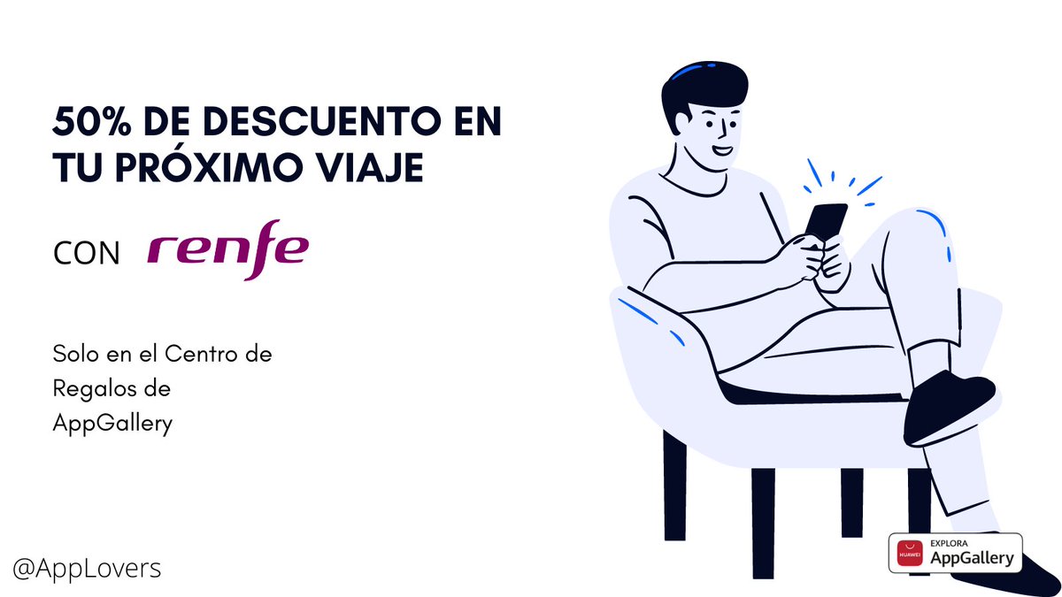 AppLoversES's tweet photo. 📢¡ÚLTIMAS 100 UNIDADES!

🎁 50% de descuento en cualquier trayecto que hagas con @Renfe 

Consíguelo aquí: https://t.co/cr9VmHBjHB

¡¡Regalazo de #BlackFriday!! https://t.co/ZIBr1VX9mX