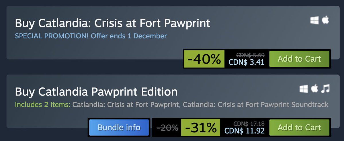 STEAM AUTUMN SALE!!!
Get 40% off Catlandia. Or save 31% on the bundle with the OST! Wow! 🙀

store.steampowered.com/app/1219700/Ca… #Steamsale #rpg #indiegame