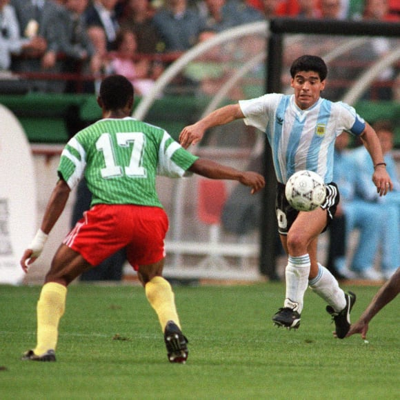 A little anecdote that sums up Maradona's sheer status.Before the 1990 World Cup opener, some of the Cameroonian players started crying when they saw him in the tunnel, because they just couldn't believe they were on the same pitch as him.