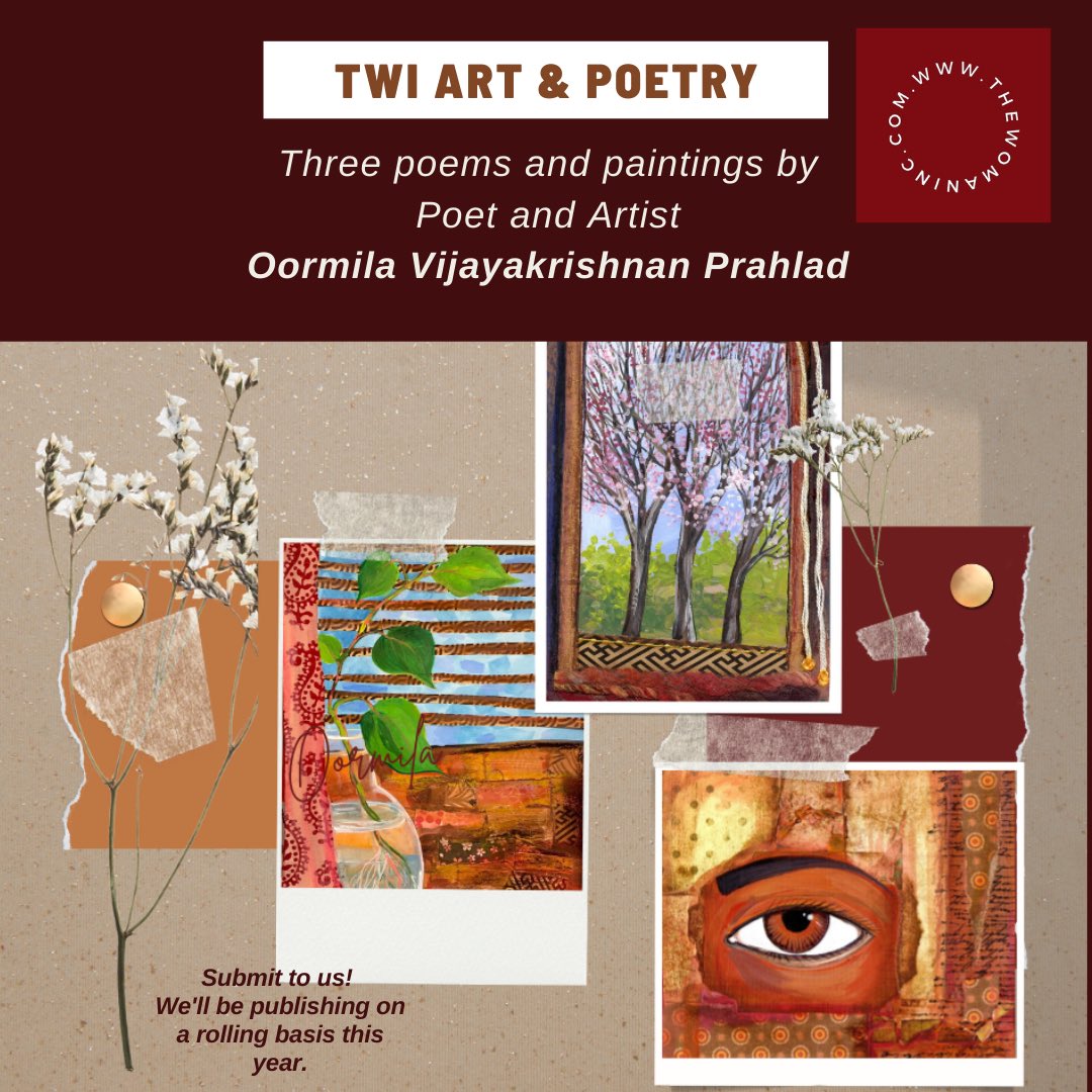 TheWomanInc1's tweet photo. Read Oormila’s three poems and view the accompanying artwork for Epithets, The eyes have it, and Son et lumiere on the TWI website. @oormila_paintings 

#thewomaninc #twithewomaninc #thenewnormal #thewomaninc2020 #twi #twiwriterly #conversation #submissions #womenempowerment https://t.co/UzwfBlDKcy