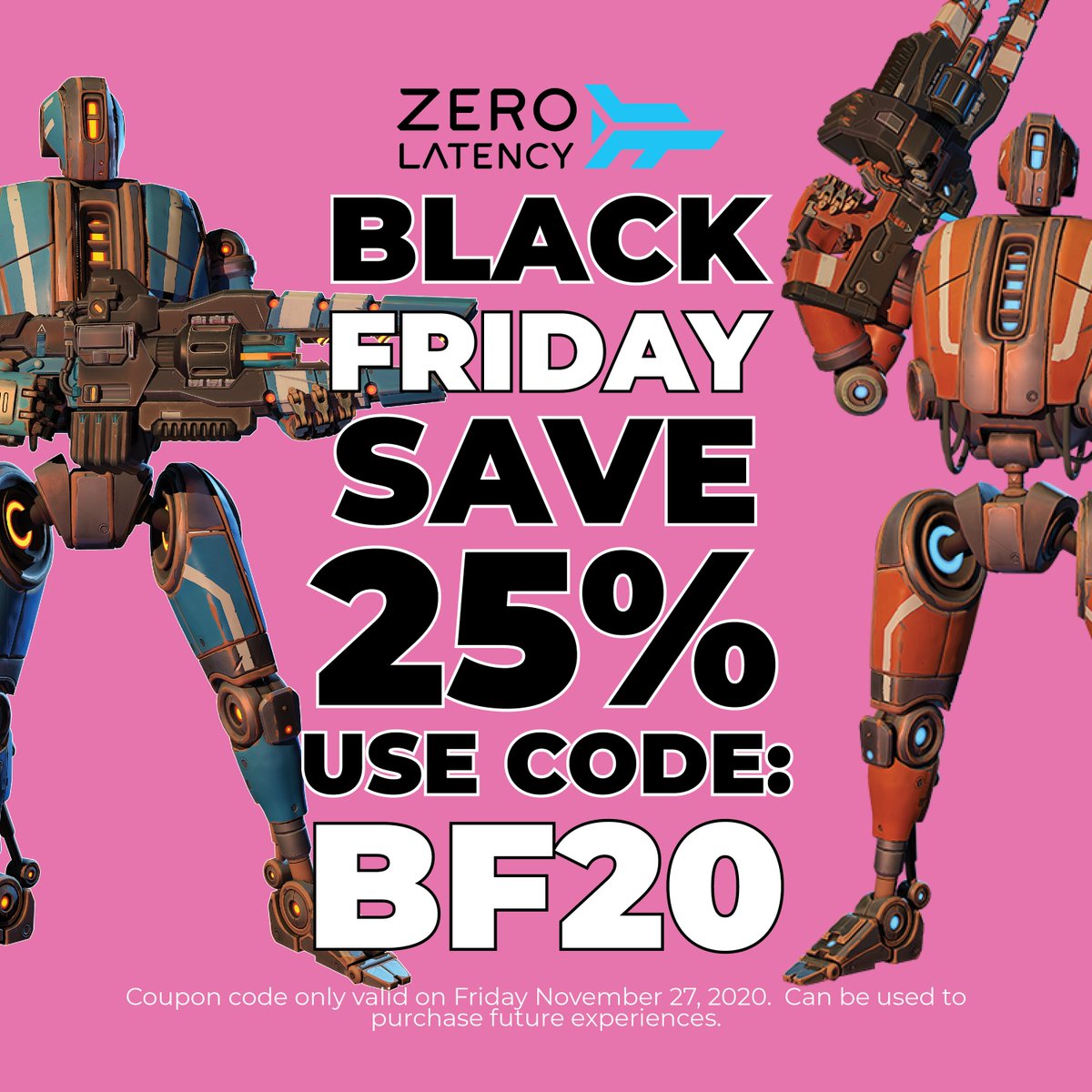 zerolatencybc's tweet photo. BLACK FRIDAY SALE! USE CODE: BF20 (only valid on Black Friday for purchase of any experience until the end of the year). https://t.co/9wpUyNymod