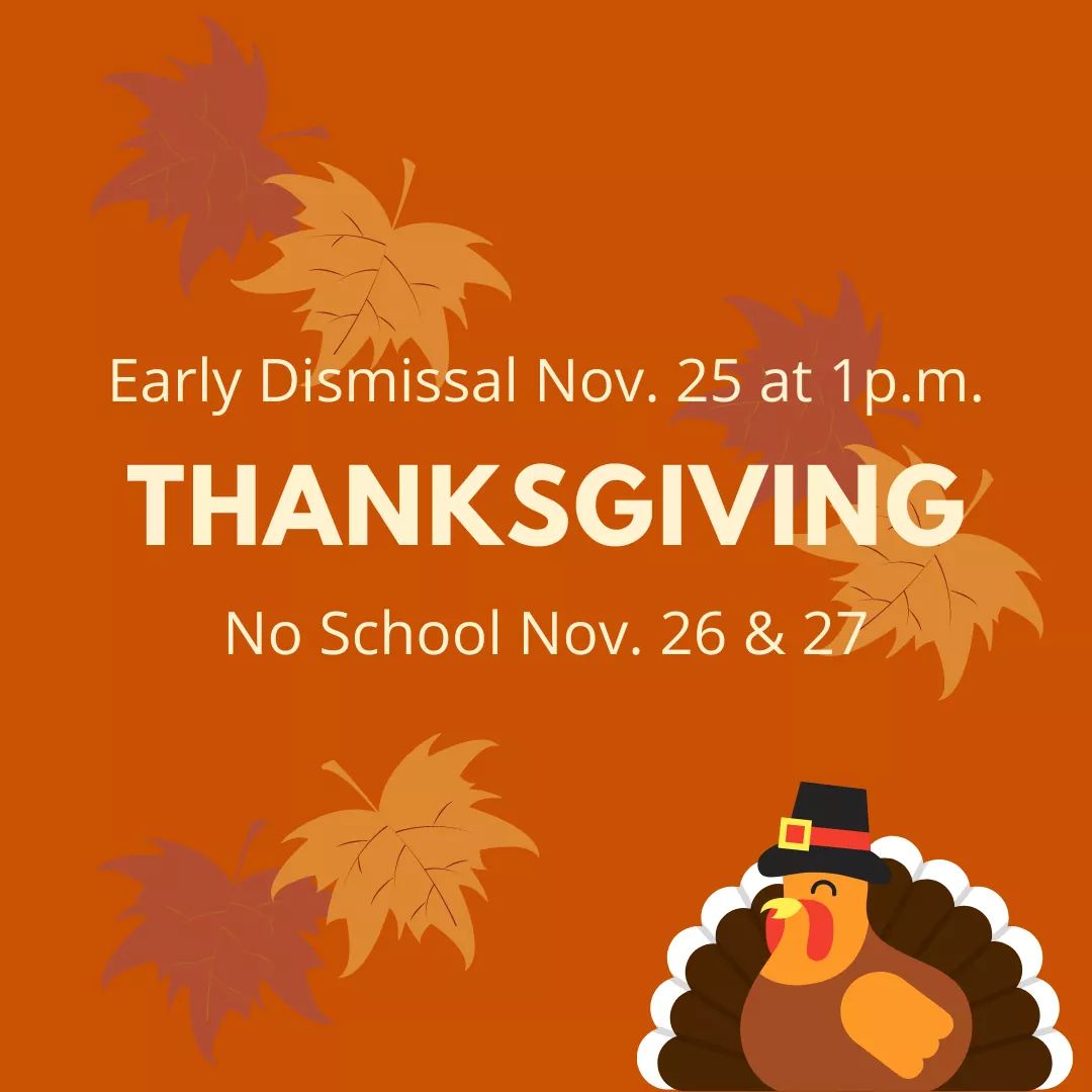 HeraldSte's tweet photo. Ste. Genevieve R-II school district will be closing for the Thanksgiving holiday in moments. Graphic by SGMS eighth-grader Sadie Greminger. https://t.co/Y4QDhsc0a9