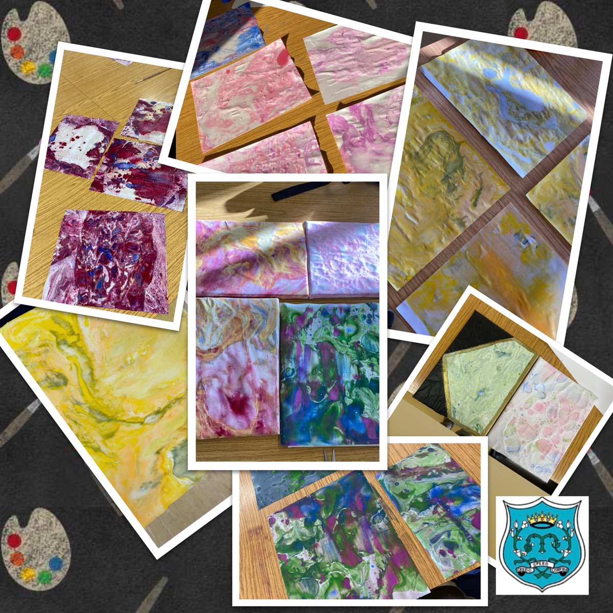 ManorHseRaheny's tweet photo. Some of the #ManorHouseMusical set design team tried marbling on canvas today.
Mixing oil paint&some turpentine to loosen the paint,they dropped colours in water,swirled it&pressed in pages.π¨
Follow @manorhouseartrooms on Insta for regular updates!
#ManorHouseTY #ManorHouseArt https://t.co/gIhrjmkQAL