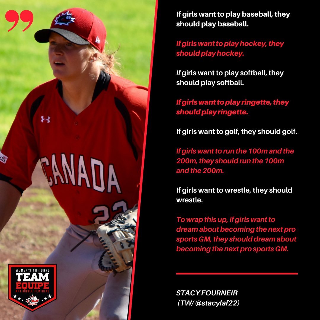 Women’s National Team athlete Stacy Fournier speaking straight facts 💯

#wednesdaywisdom 🇨🇦⚾️