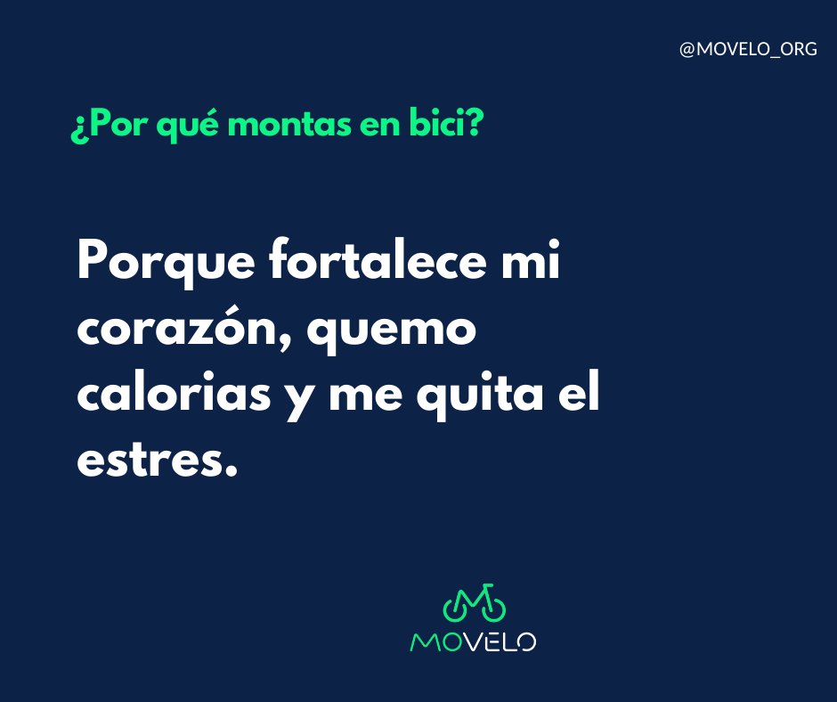 Movelo6's tweet photo. ¿Por qué montas en bici? 

Tener claro el propósito con el cual conectamos para empezar a usar la bici es muy importante para mantenerte motivado y comprometido con la causa. 

Aquí te compartimos excelentes ejemplos, escríbenos en los comentarios cuál es tu motivo.

#movelo https://t.co/vPcoybfnuQ