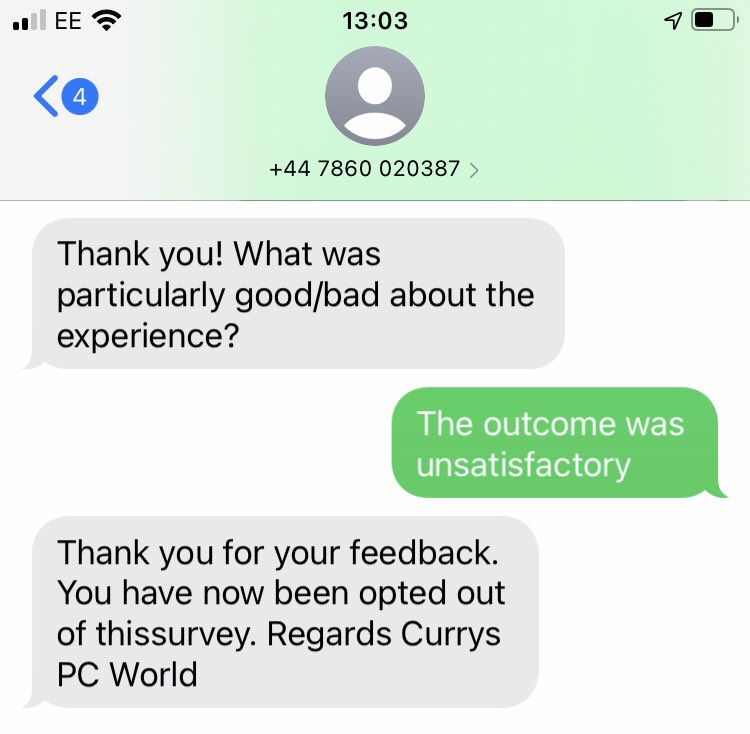 spoonfuluk's tweet photo. @curryspcworld well done Currys , you obviously only require positive feedback , why bother at all ??? https://t.co/738EWbYN1I
