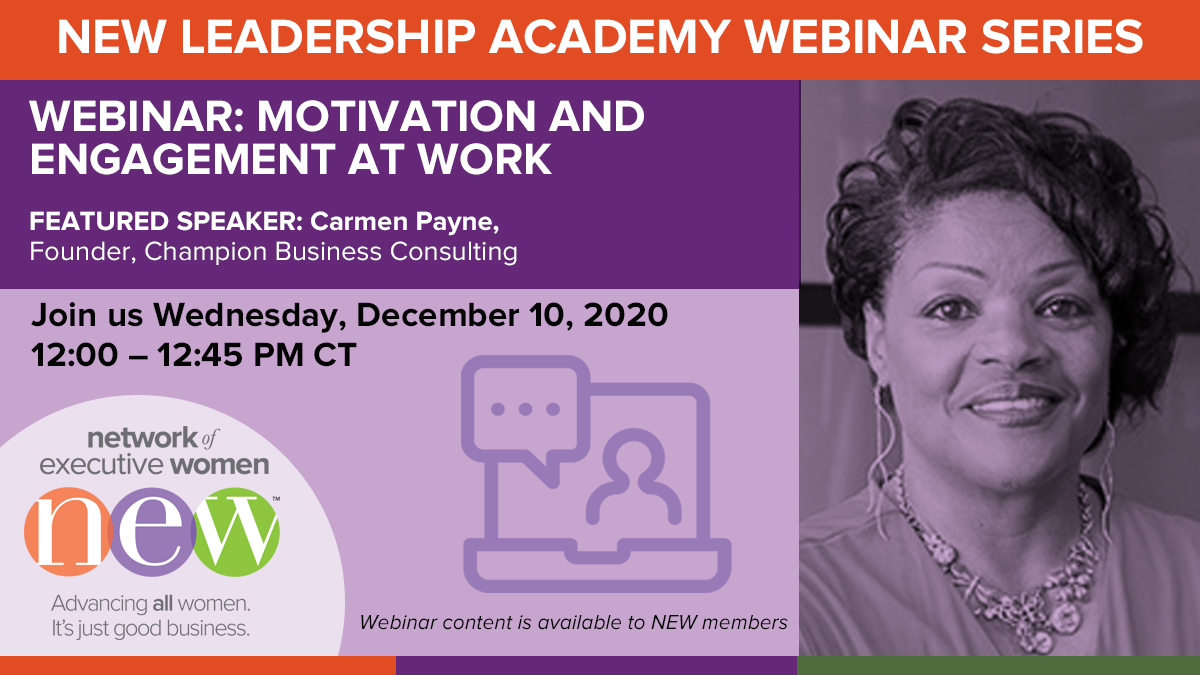 NextUpIsNow's tweet photo. Join us for the last NEW Leadership Academy of the year! In ‘Motivation And Engagement At Work,’ Carmen Payne, Founder, Champion Business Consulting, will discuss the valuable insights offered by the ‘Next Level Assessment.’ Register: https://t.co/rnmnUyUCq6
#AdvancingAllWomen https://t.co/Ce0tMsHNFW