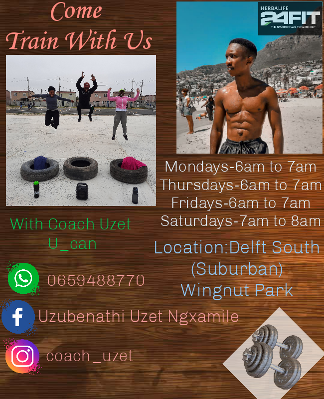 Coach_Uzet's tweet photo. You around Cape town or in Delft and you need a fitness coach?😁📍

I am here for you to train you and assist you in getting the body you always wanted🥳🥳😎💪

Take my number 0659388770 or  Inbox me📲🏌‍♂️ 

#UCAN
#ucanworkout with Coach Uzet 
#24fit https://t.co/W3grnwYHnk