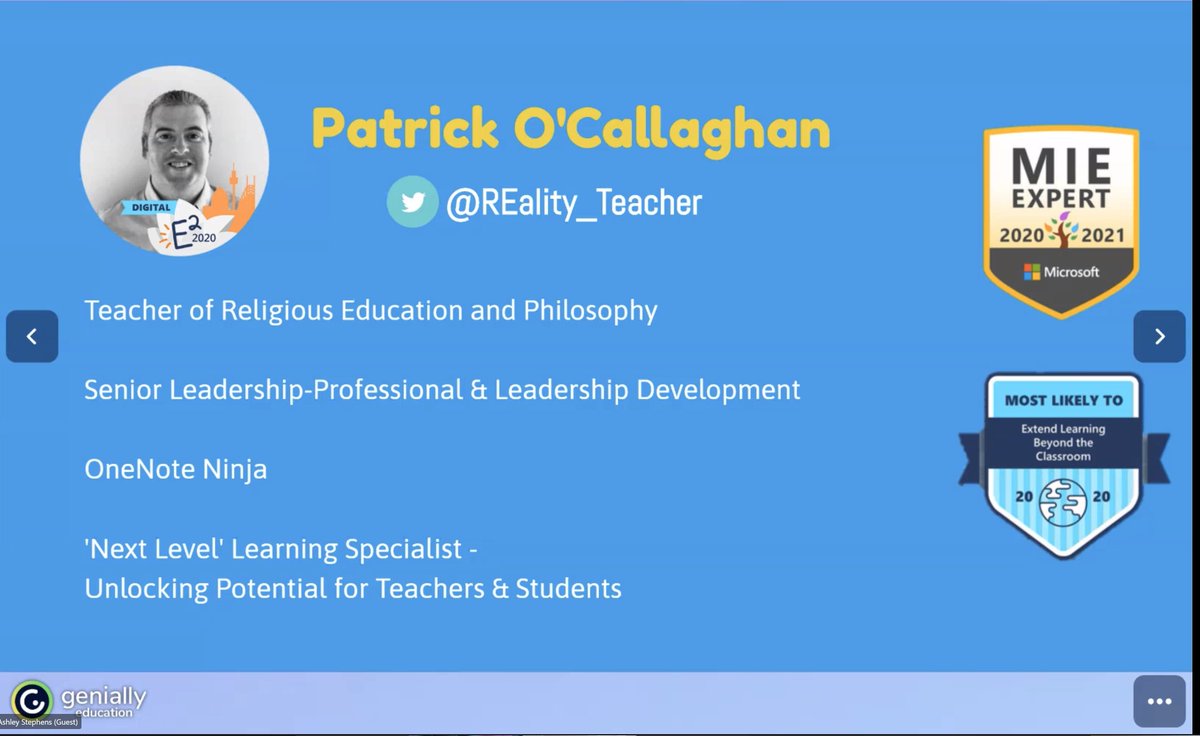 eustace_stephen's tweet photo. What a #Onederful #MIEExpert call indeed! ๐ฆ
Great to connect with such an innovative group of changemakers. Really looking forward to hearing more from @AshED_PD and @REality_Teacher aka #Patley ๐๐
#MicrosoftEDU #edtech #capesandcelts https://t.co/EHBiLdptQR