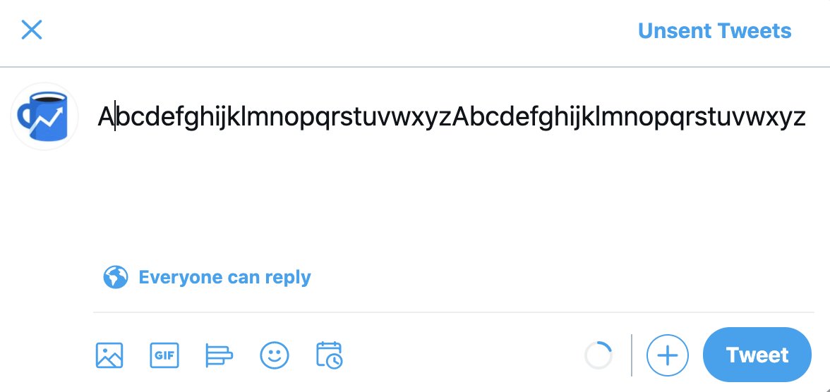 6/ Amount of characters that fit on each lineon mobile, you can fit 1 and 5/26ths of the alphabet on one line (31 letters)on desktop, you can fit 2 full alphabets on one line (52 letters)mobile:              desktop: