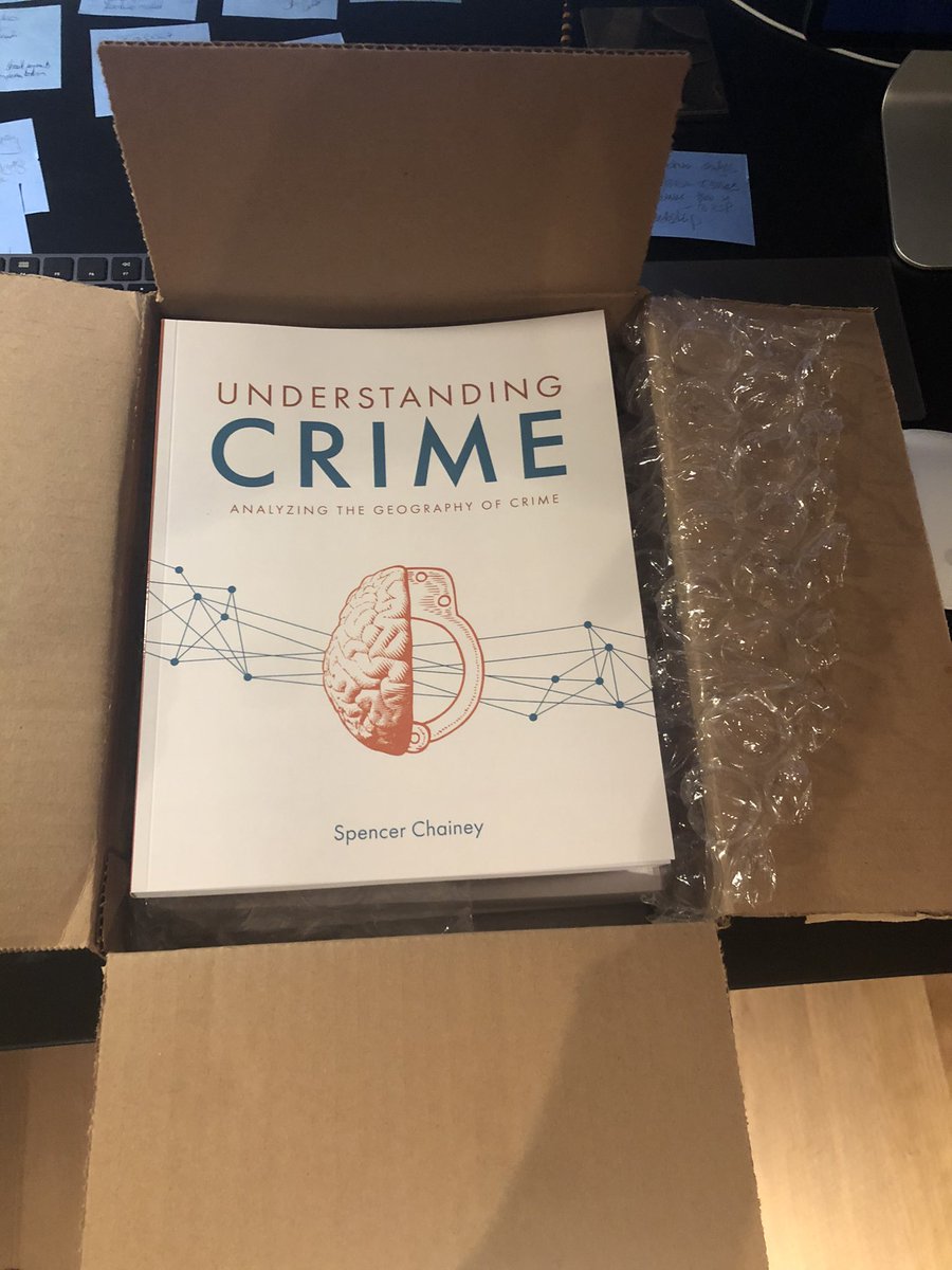 SpencerChainey's tweet photo. Just arrived from California, pre-release copies of my new book #UnderstandingCrime Looks great @EsriPress @GISPublicSafety @UCLCrimeScience @JDI_LAC https://t.co/ijc806yJ6U