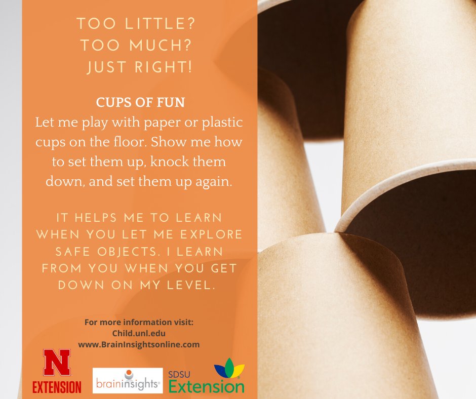 Watch our “A Beautiful Day Video” on Cups of Fun  mediahub.unl.edu/media/13654 
To learn more visit child.unl.edu   and BrainInsightsonline.com
#justrighttlc    <a href="/UNLExtensionTLC/">The Learning Child</a>