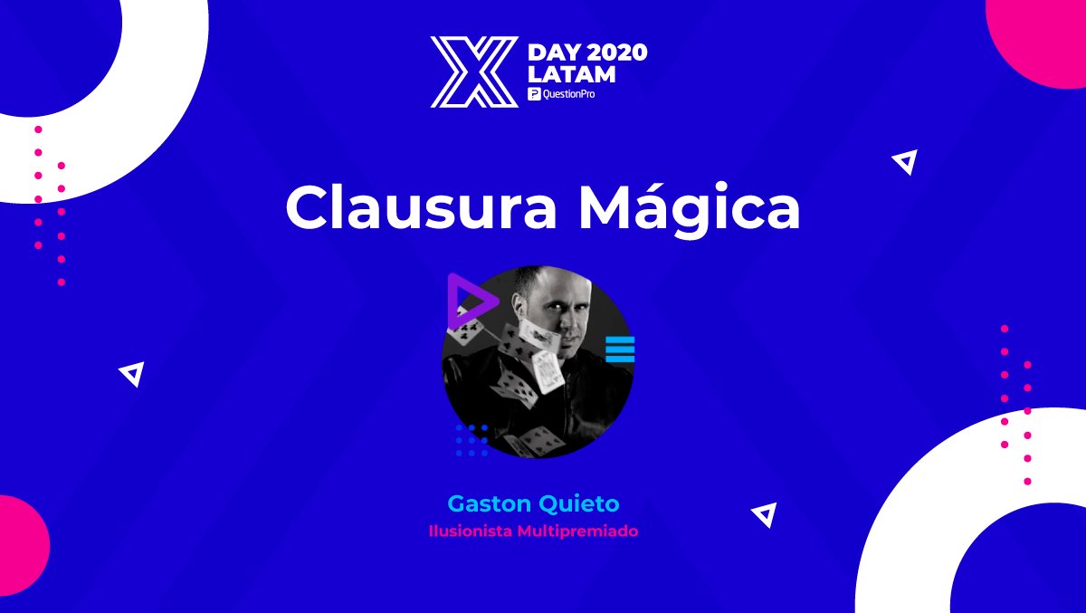 questionpro_es's tweet photo. Antes de cerrar el #XDAYLATAM2020, tenemos un show mágico que no te puedes perder en compañía de Gastón Quieto. ¡Accede ahora a la transmisión en vivo! 👉 https://t.co/AOPMrmkGlg https://t.co/9i4GZK5bOs
