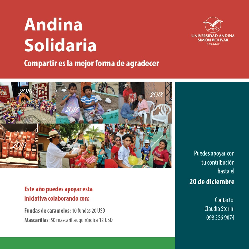 Derecho_UASB's tweet photo. Cada año unimos corazones con un sentimiento de empatía y amistad con la comunidad de Canoa. No dejaremos que la pandemia ponga distancia a nuestros lazos.

Te invitamos a formar parte de este tejido de cariño. https://t.co/5Ai3N840cJ