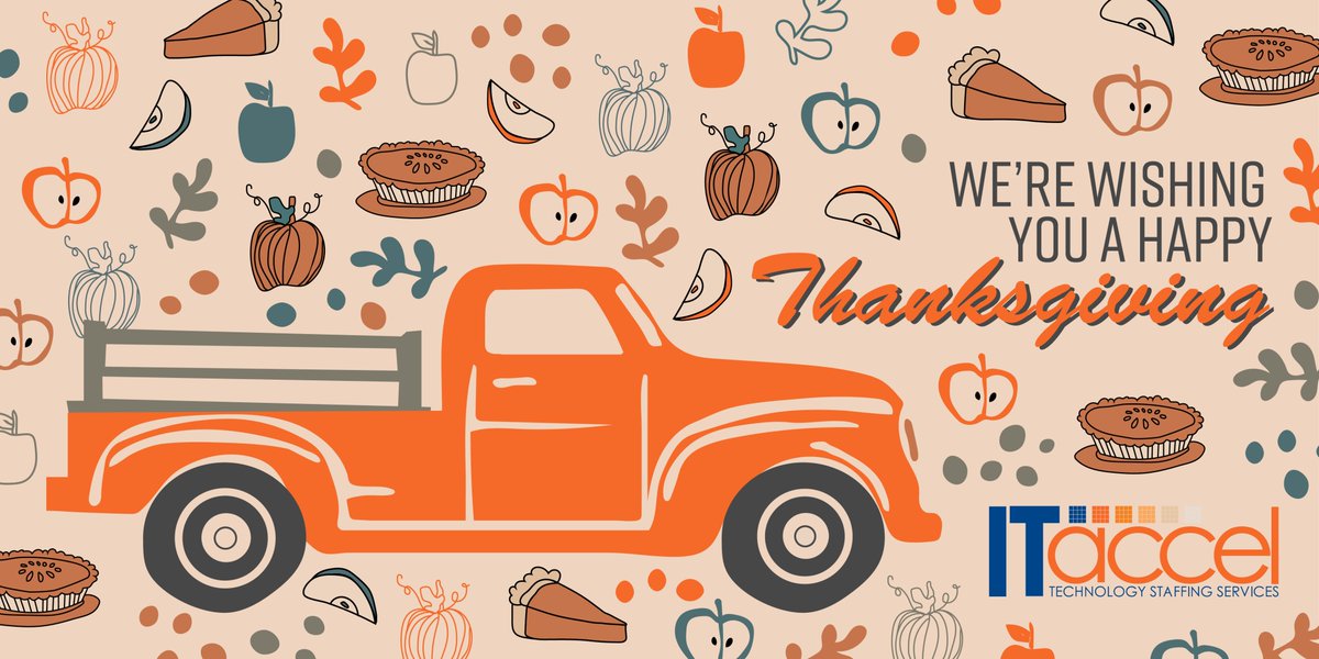 ITAccel's tweet image. Hey what’s up guys. Just a quick holiday pick me up from ITaccel. 

From our family at ITaccel to your family all over the United States we want to wish you a happy, healthy, and peaceful Thanksgiving. 

As always, we are here if you need us. Be careful and stay safe.