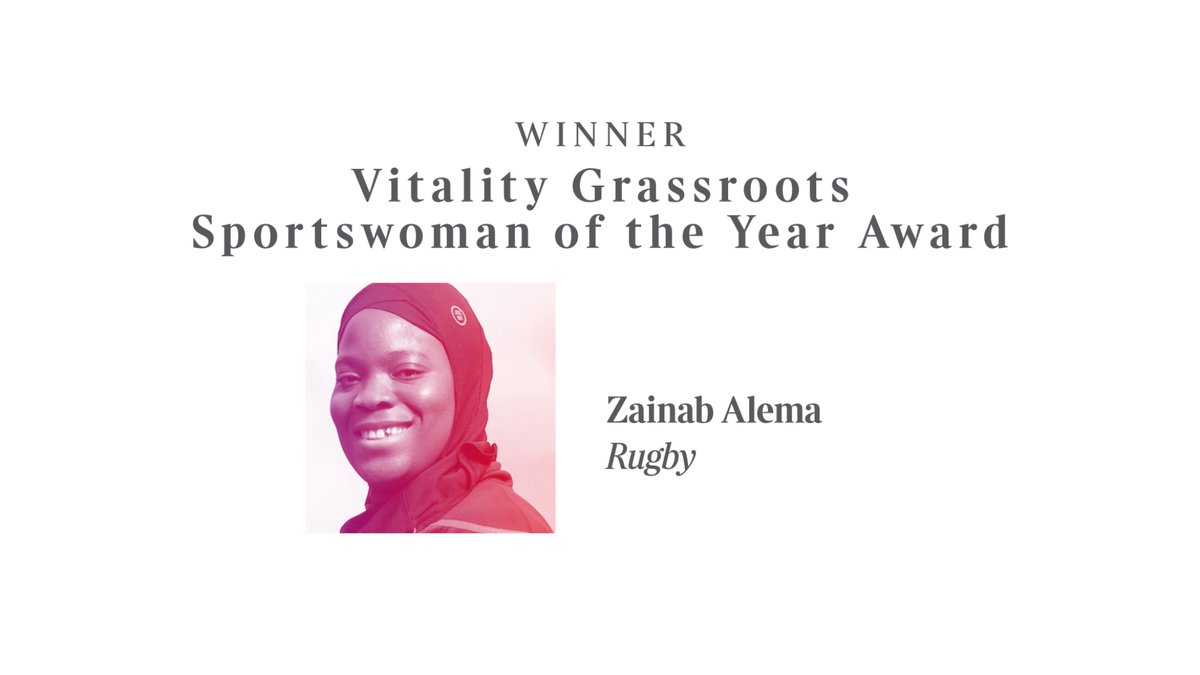 timespolitics's tweet image. Vitality Grassroots Sportswoman of the Year Award winner: @AlemaZainab 🏆. Presented by Neville Koopowitz #SWOTY sportswomenoftheyear.co.uk