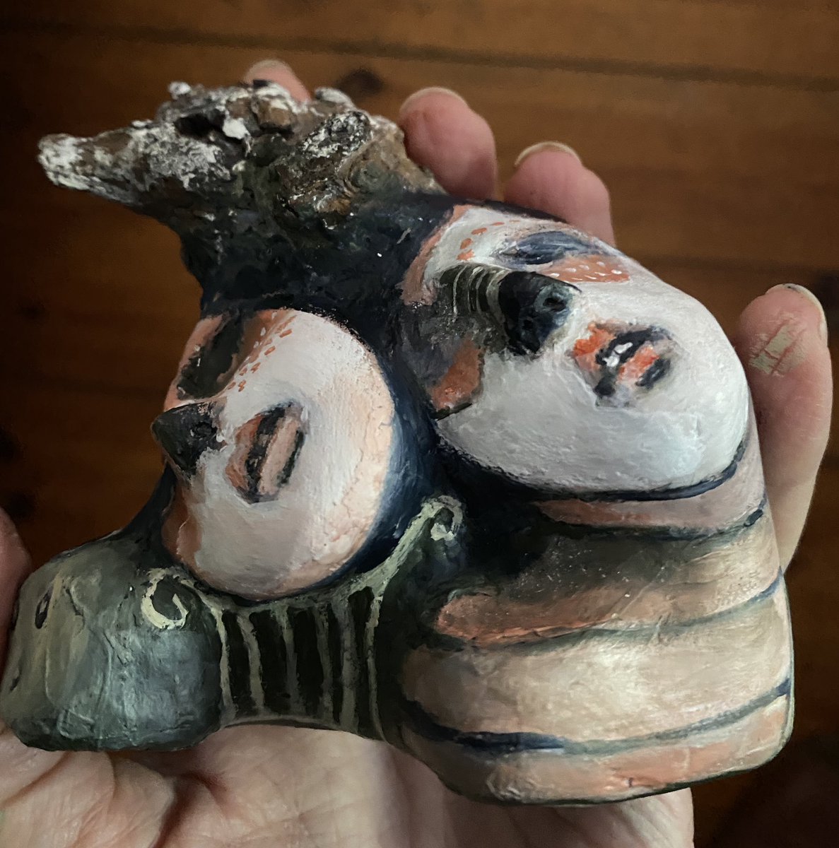 JeanneMarieArts's tweet image. A bit of quirk, a bit of drama combined with this very detailed piece of wood from my forest. I used old dress patterns to help me find some of the details. Super fun! ❤️❤️❤️#leanintome