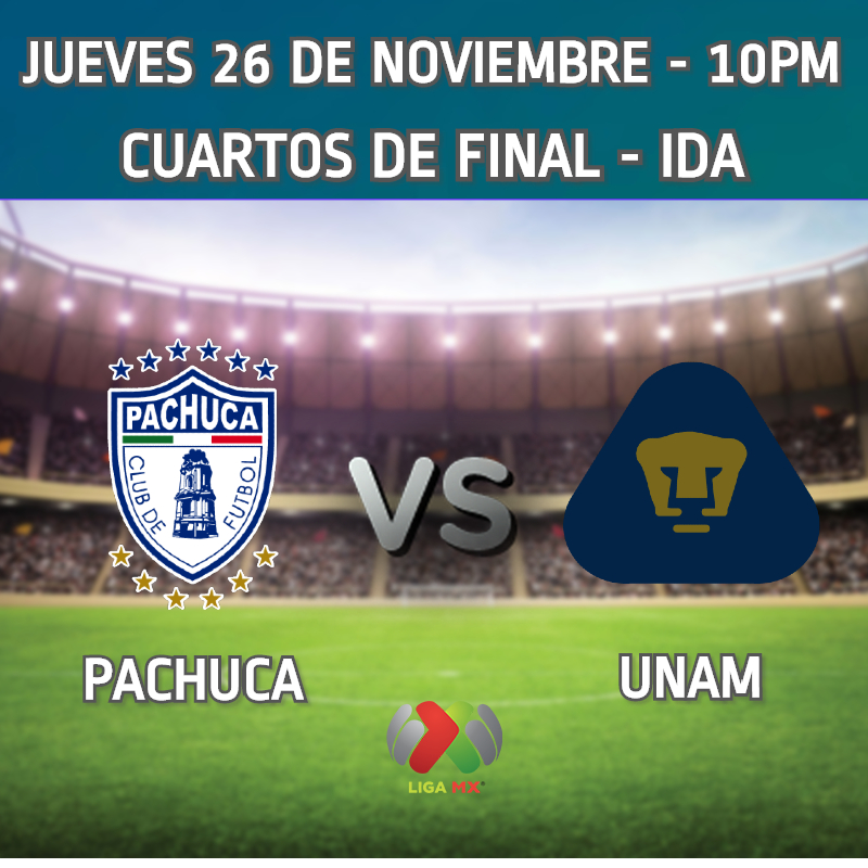 Pachuca llega a los cuartos de final después de vencer al Santos Laguna en los partidos de repechaje. ¿Podrá despachar a los poderosos Pumas de la UNAM? Cuartos de Final, IDA ⚽ Pachuca vs UNAM. ESTE jueves 26 de Nov a las 10pm/et por @UnivisionCanada #LigaMX #Guard1anes2020 https://t.co/lmzFttDgDb
