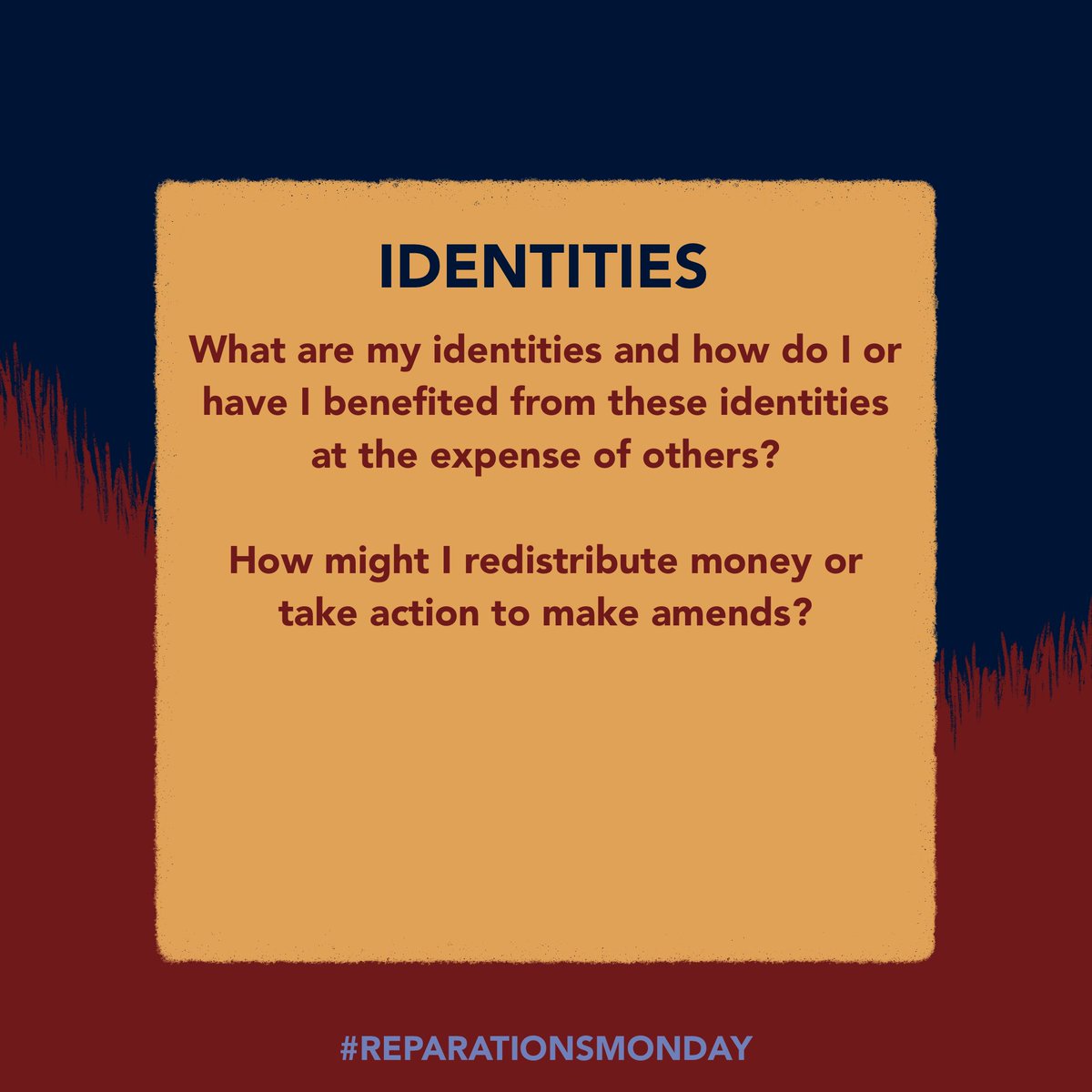 BlueHeartAction's tweet photo. On this #ReparationsMonday we are reflecting on these questions to move us towards healing & repair https://t.co/q8WkKRXCRr