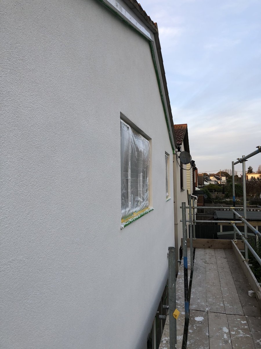 Full ewi system finished in white silicone render @SPSenvirowall #render #siliconerender #essex