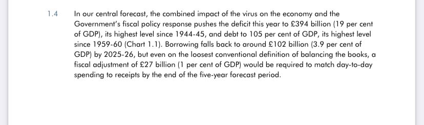£27 billion/So we don’t know from the Treasury  The scale of the deficit to be filled in The timescale it must be done over The mix of tax and spend Because of “uncertainty”Even tho the OBR was confident enough to put  and  in their Executive Summary: